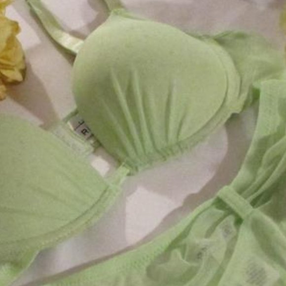 RAMPAGE LIME GREEN SHEER NET BRA SET - Picture 12 of 15